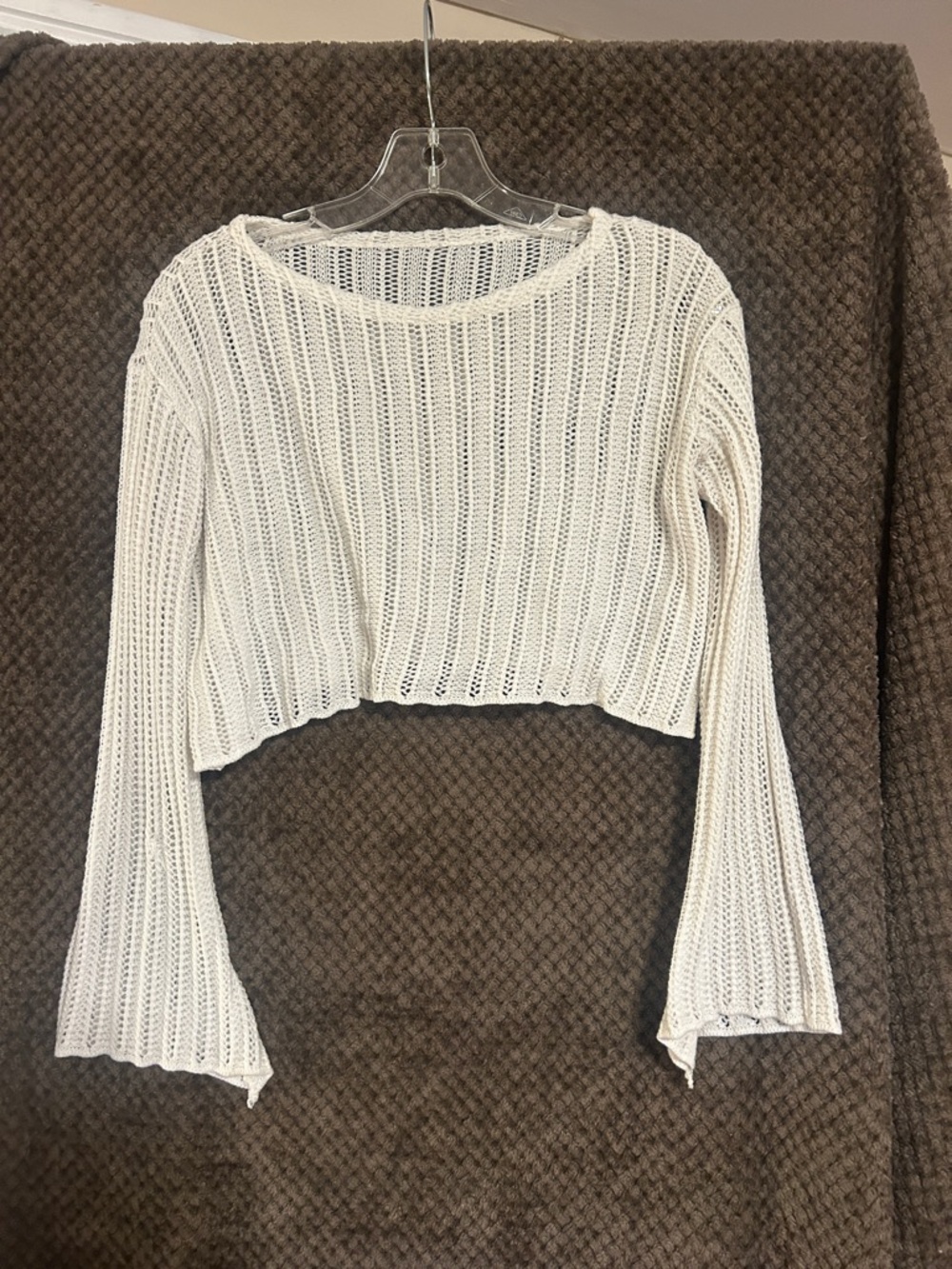 Lightweight White Cropped Knit Sweater - Women